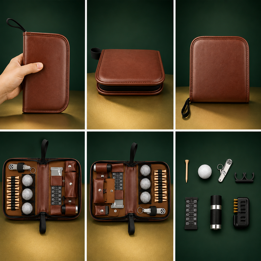 Waterproof PU Leather Pouch with Rangefinder Holder & Divot Repair Tool